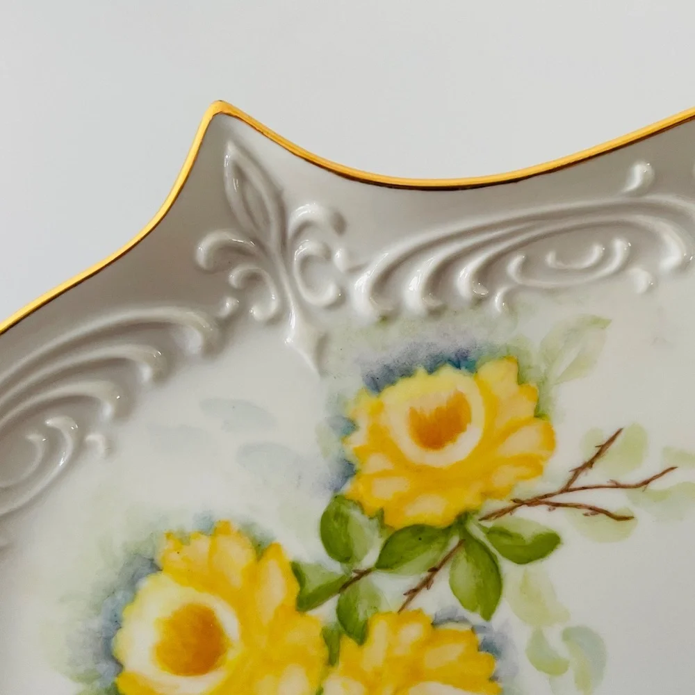 Vintage Hand Painted Porcelain Tray, Porcelain Floral Tray, Vintage serving Tray - Picture 5 of 6